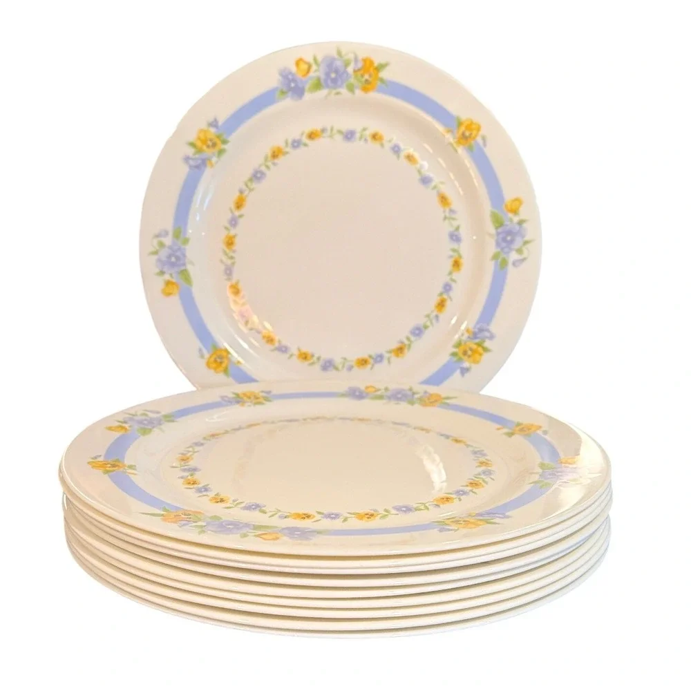 Arcopal France Pansy Floral Charger/Platter Blue Yellow‎ 12